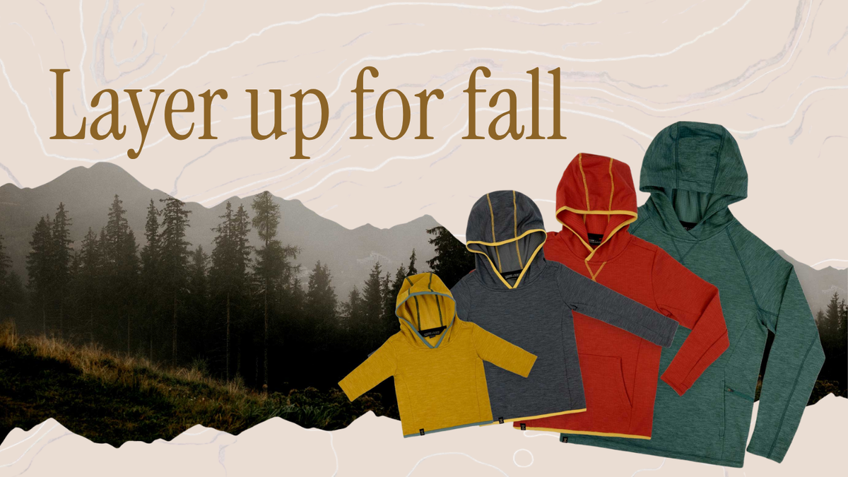 Layer up for fall image featuring Milk x Whiskey Tumbler fleece hoodies.