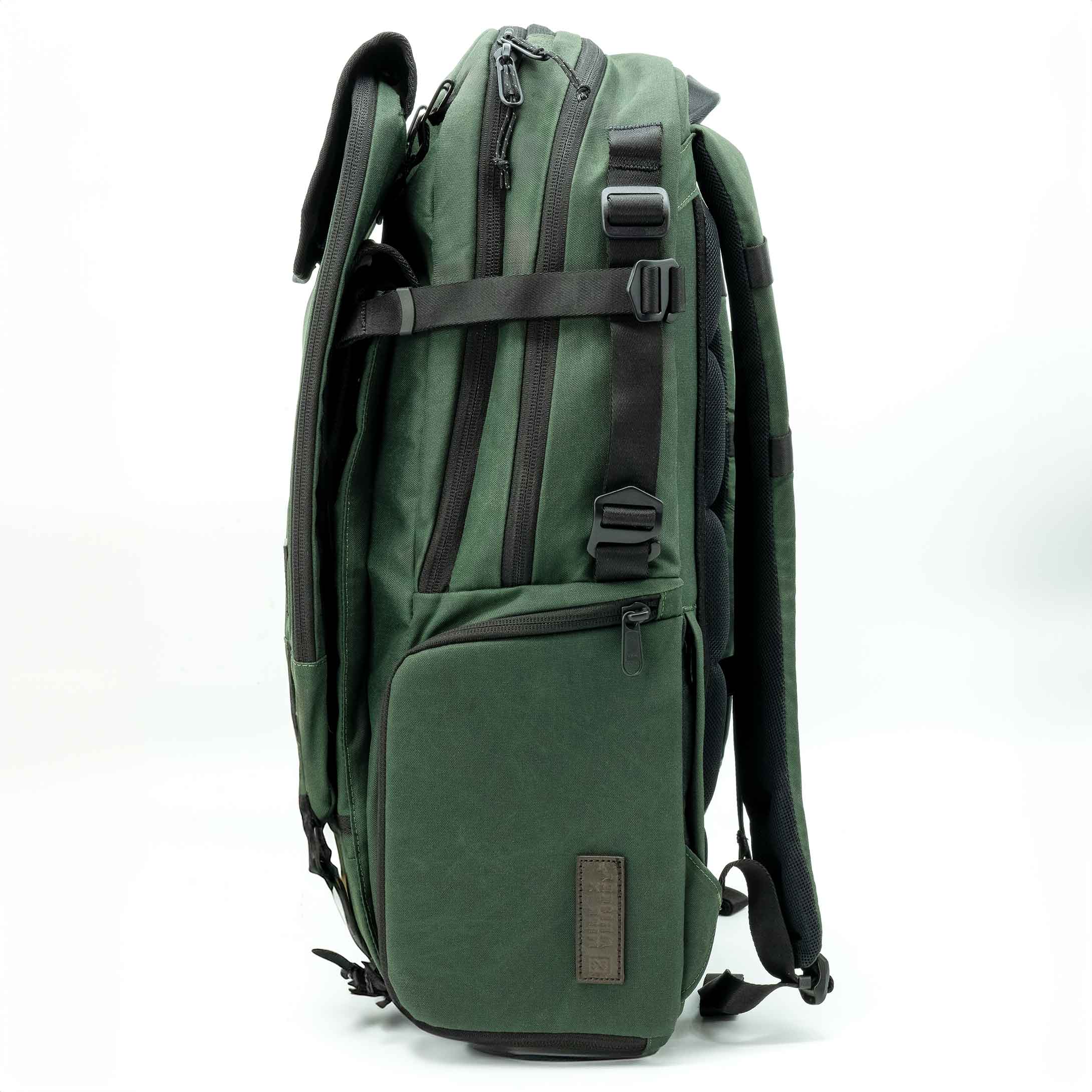 A complete diaper backpack for outdoors. system , The Adventure Proof Diaper Backpack has easy side access to an interchangeable cooler.