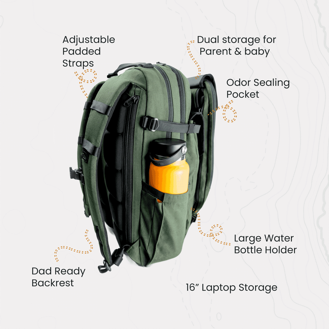 Adventure Diaper backpack for adventuring families