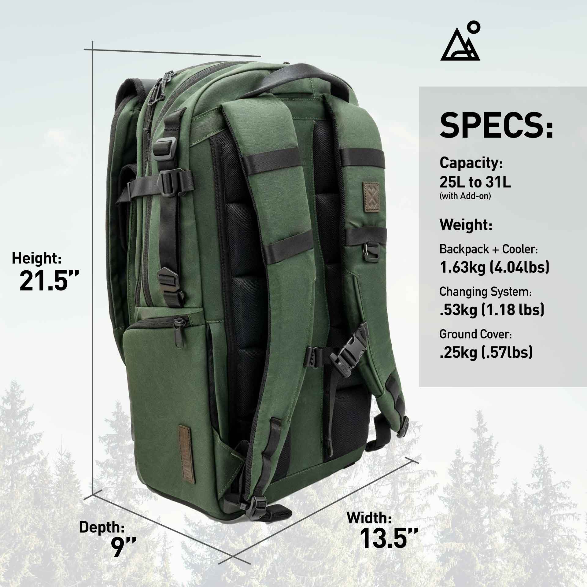 specifications of the adventure proof diaper bag backpack