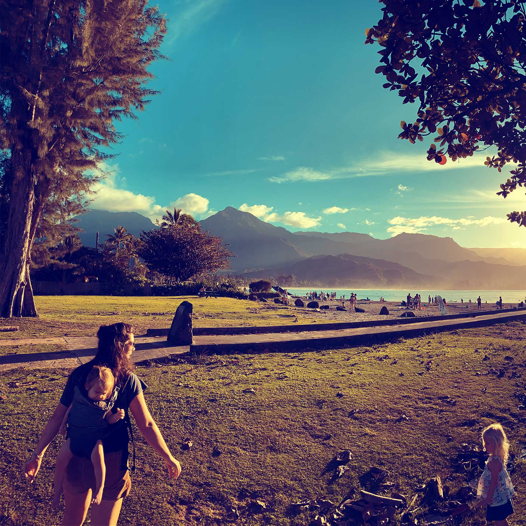 Milk x Whiskey - And Adventuring mom and her 2 daughters on the Hawaiian coast adventuring during sunset.