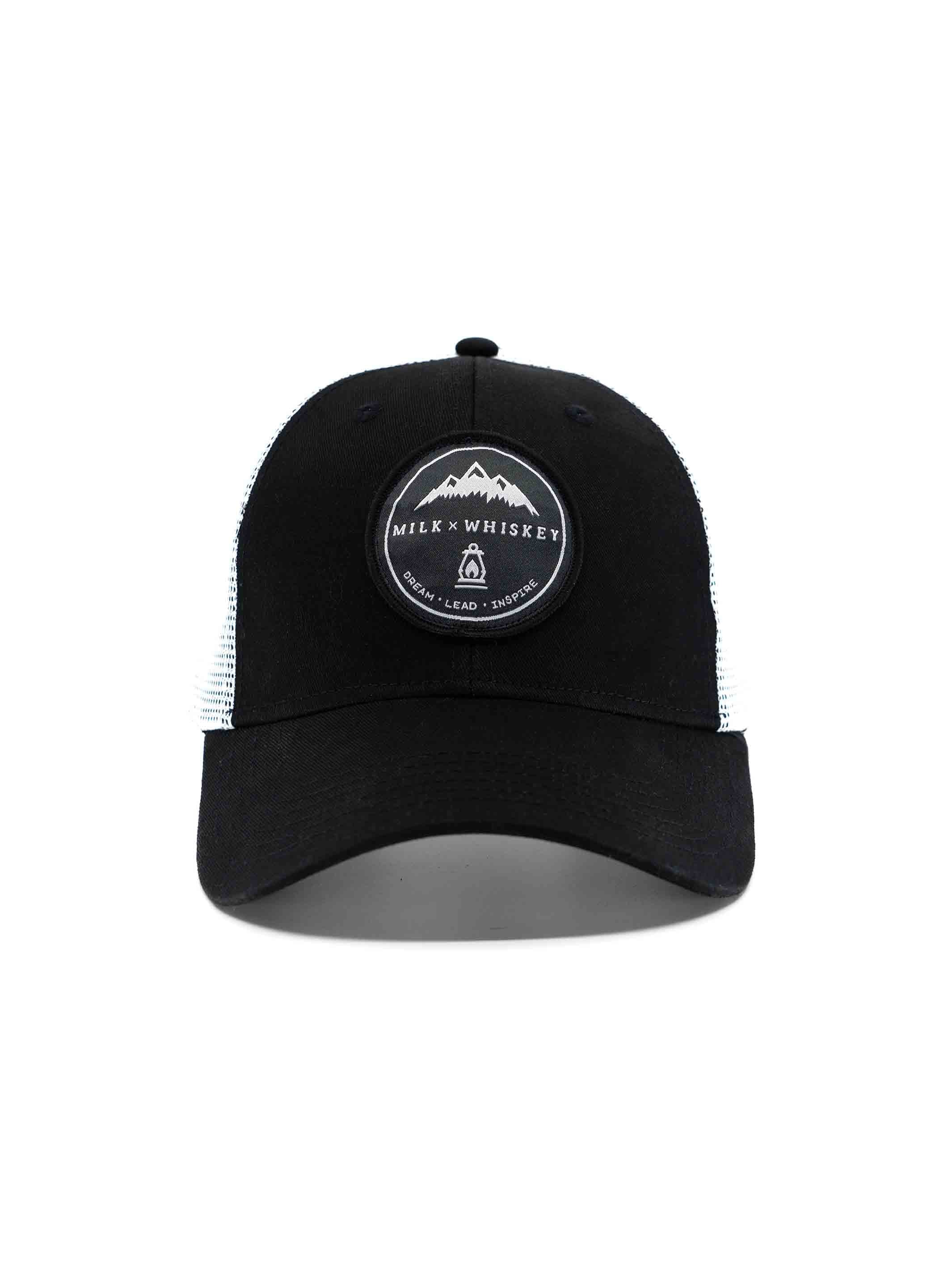 Milk X Whiskey - Guide Low Pro Trucker - Black White Patch Hat