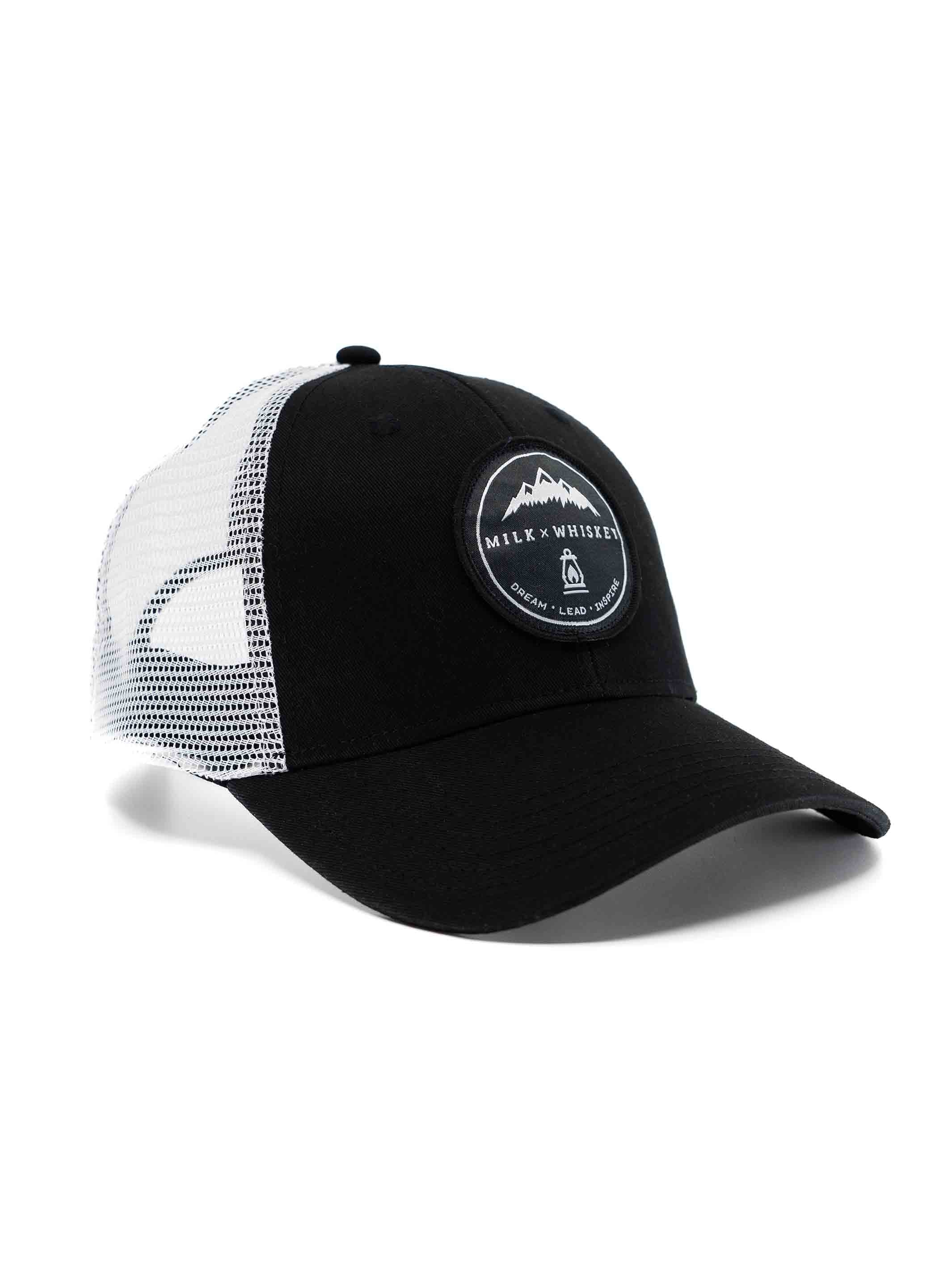 Milk X Whiskey - Guide Low Pro Trucker - Black White Patch Hat