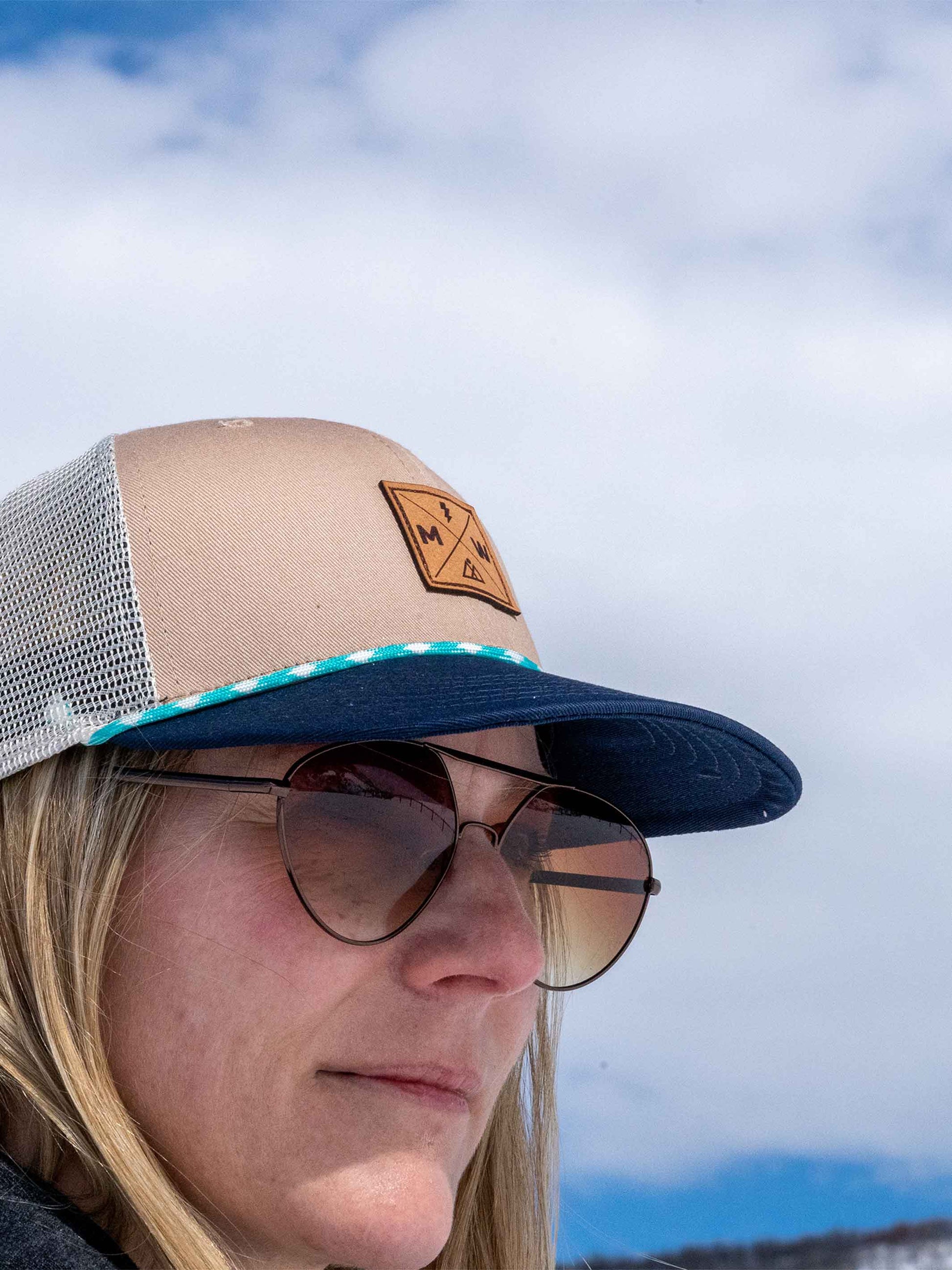 Milk X Whiskey - Parajumper Flat Brim Trucker - Tan Turquoise