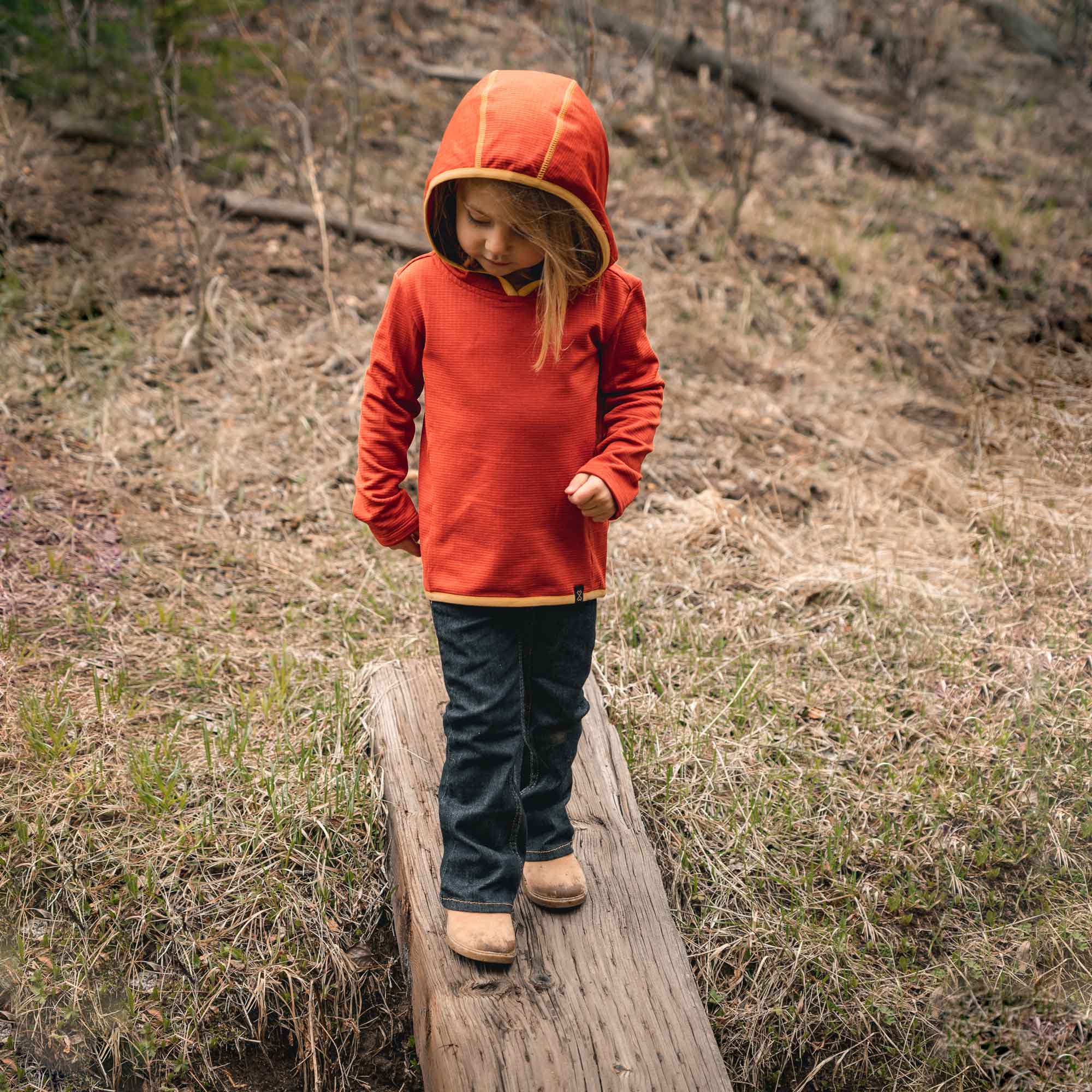 TUMBLER - Toddler Mid Weight Grid Fleece Hoodie - EMBER